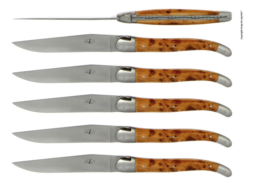 Forge De Laguiole Juniper-håndtag - Satinmat klinge i rustfri stål
