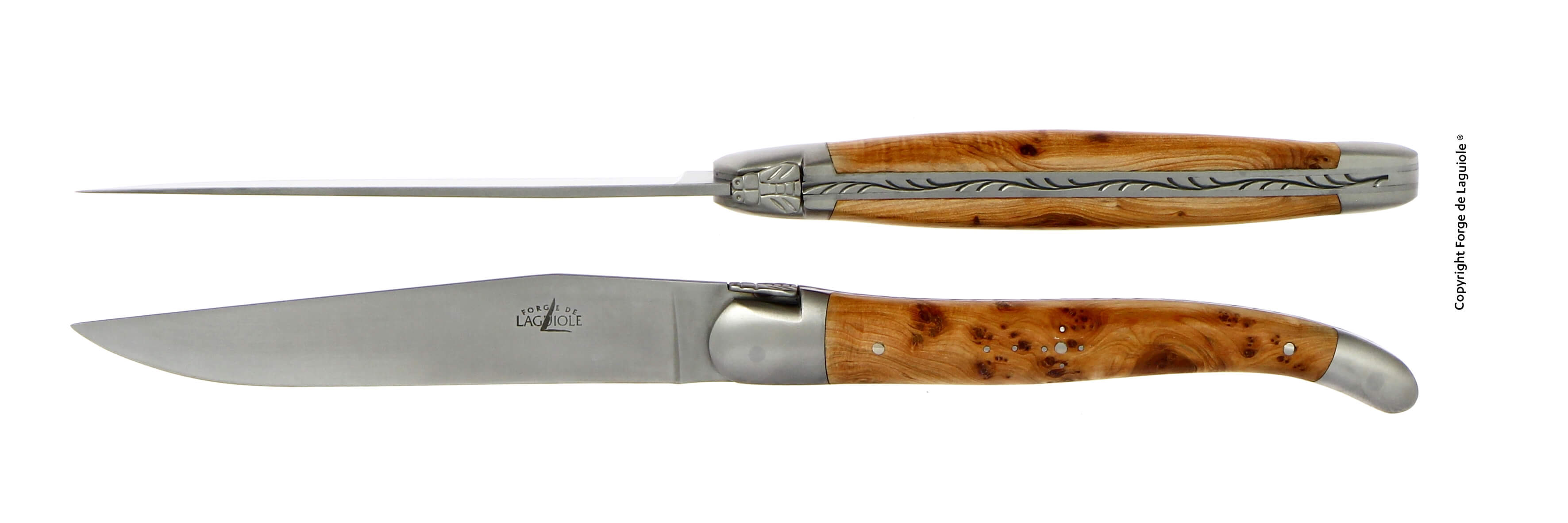 Forge De Laguiole Juniper-håndtag - Satinmat klinge i rustfri stål
