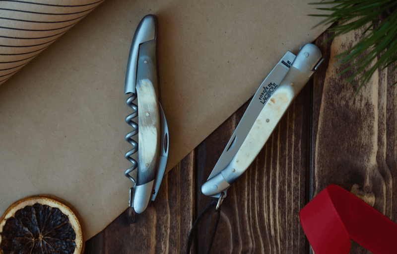 Gavesæt - Aubrac Kohorn - Sommelierkniv og Foldekniv - Forge De Laguiole