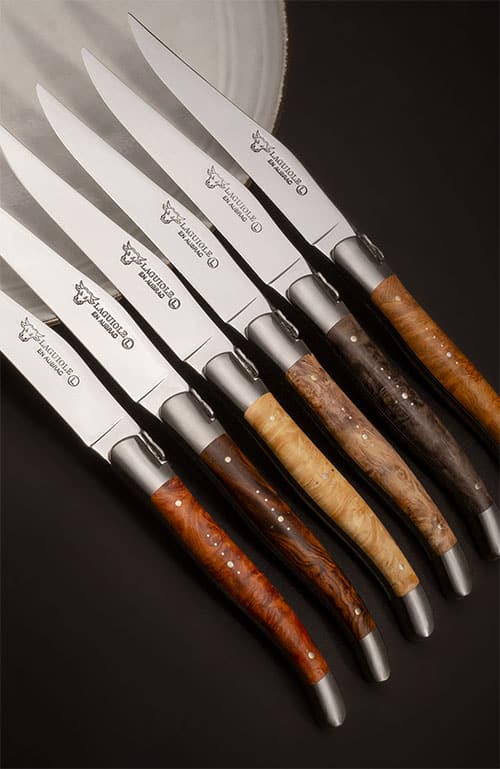 Laguiole En Aubrac – Mixed Collection – Amboyna, Ironwood, Ahorn, Kastanje, Poppel & Teak